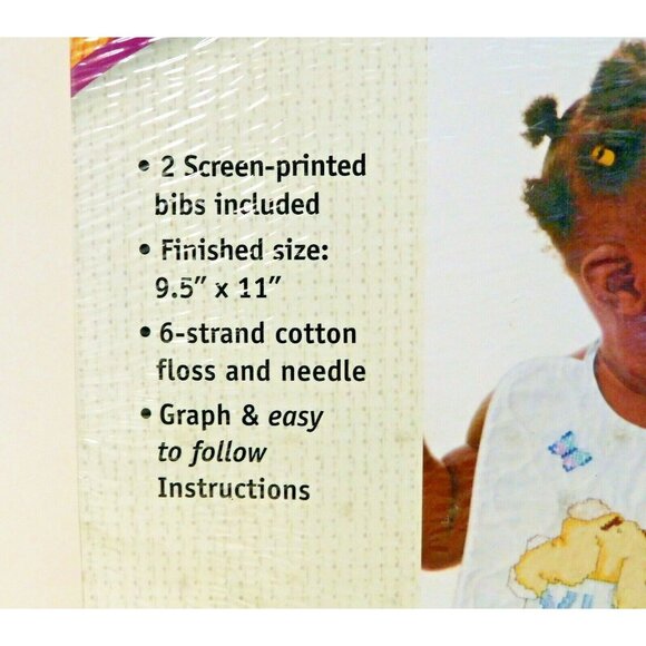 Janlynn Sleepy Bunnies Bibs Counted Cross Stitch Kit 9.5 x 11 #998-7003 NEW - Picture 3 of 4